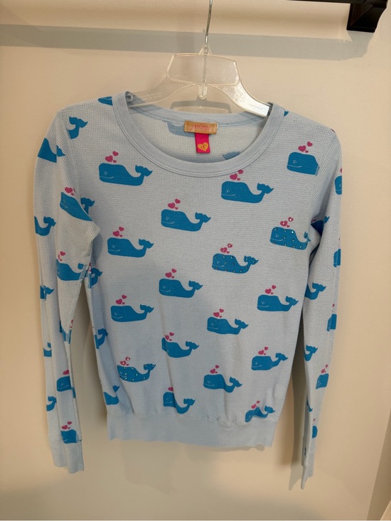 Primp Sweaters - Primp Vintage Light Blue Whale-Print Sweater